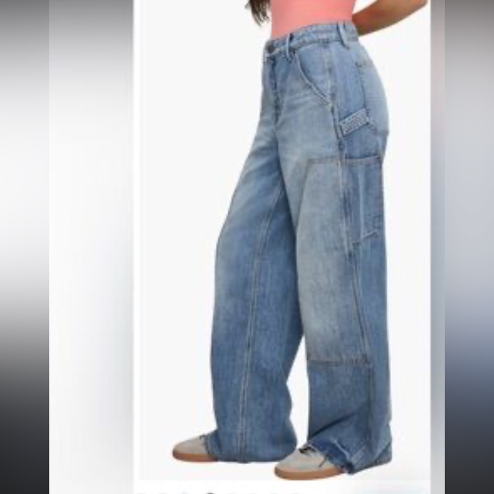 Good American Good Ease Relaxed Utility Jeans NWT Size 20 Plus 34” Inseam tall - Picture 8 of 11